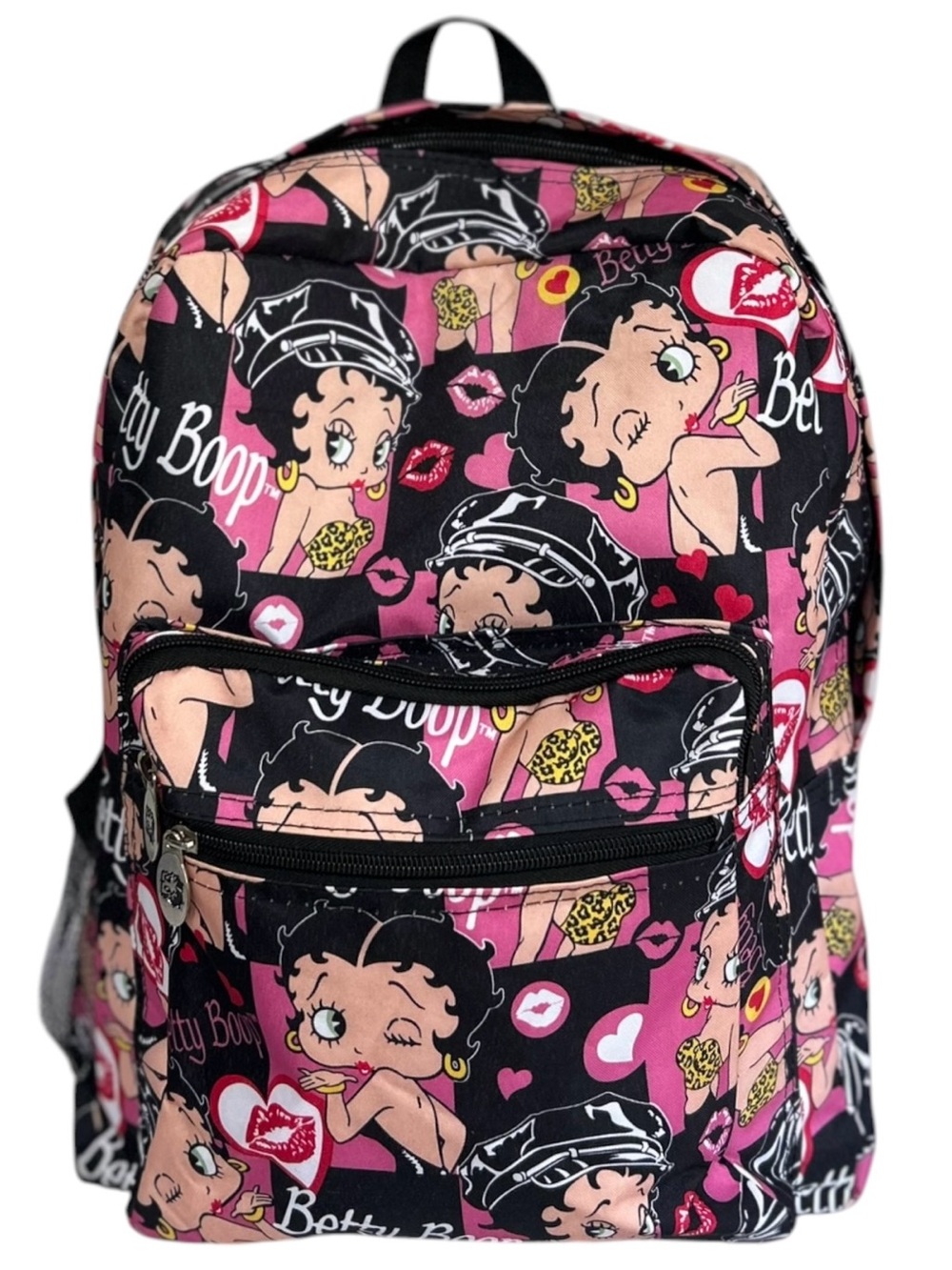 Betty Boop Backpack Large Pink Black Canvas Leopard School Bag Kids Bookbag